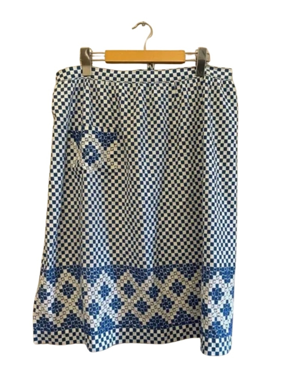 4/$20➡️  Handmade Blue & White Checkered Waist Apron Cross Stitch – Good/Fair